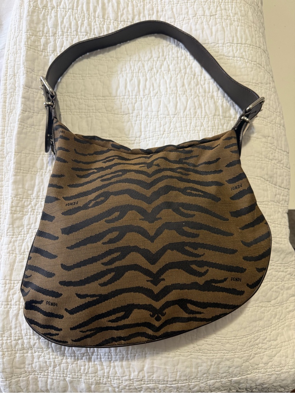 Fendi Women’s Zebra-Print Hobo Bag in Brown and Black